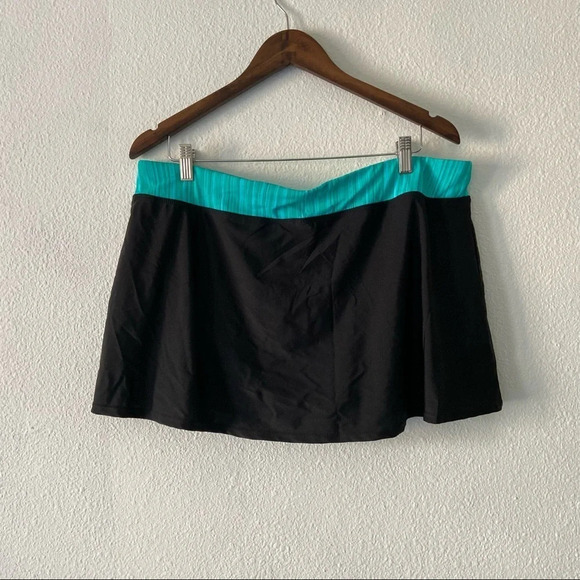 Swim Colorblock Skirted Bottoms Green Swim Skirt Zip Pocket NEW Size 2XL - Picture 7 of 12